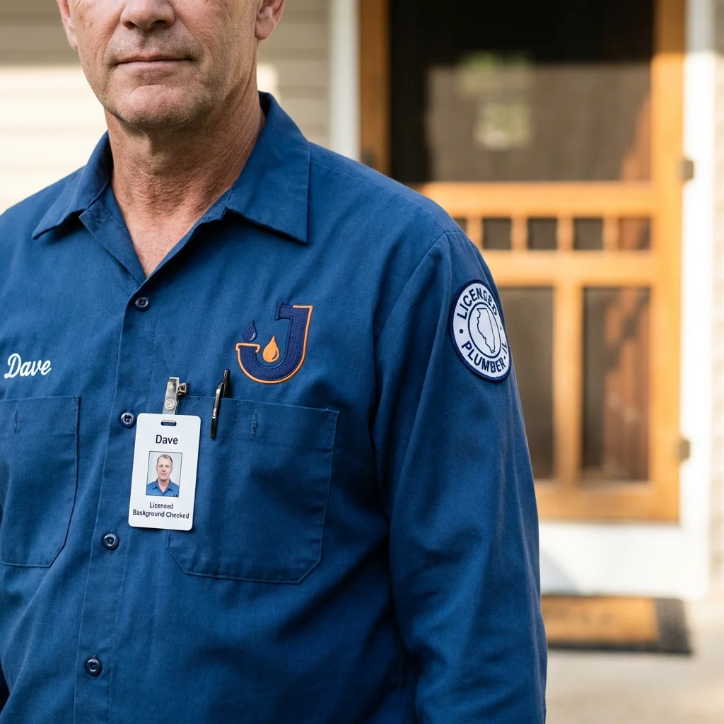 Licensed plumber showing ID badge in Zwolle, LA