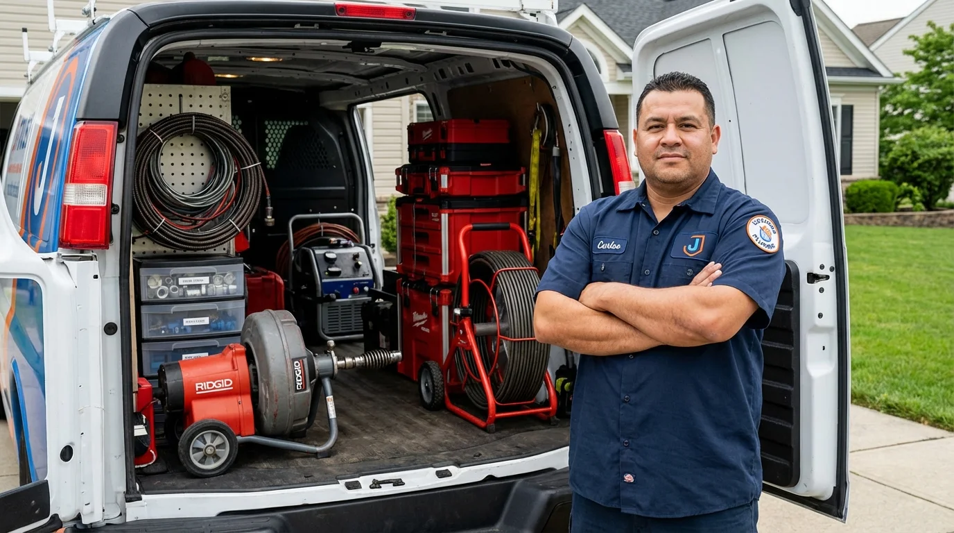 Professional drain cleaning equipment and Johns Plumbing LLC plumber in Zwolle
