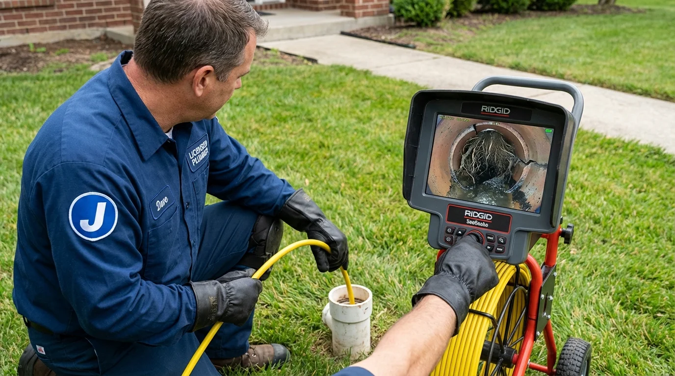 Sewer camera inspection being performed by Johns Plumbing LLC in Zwolle