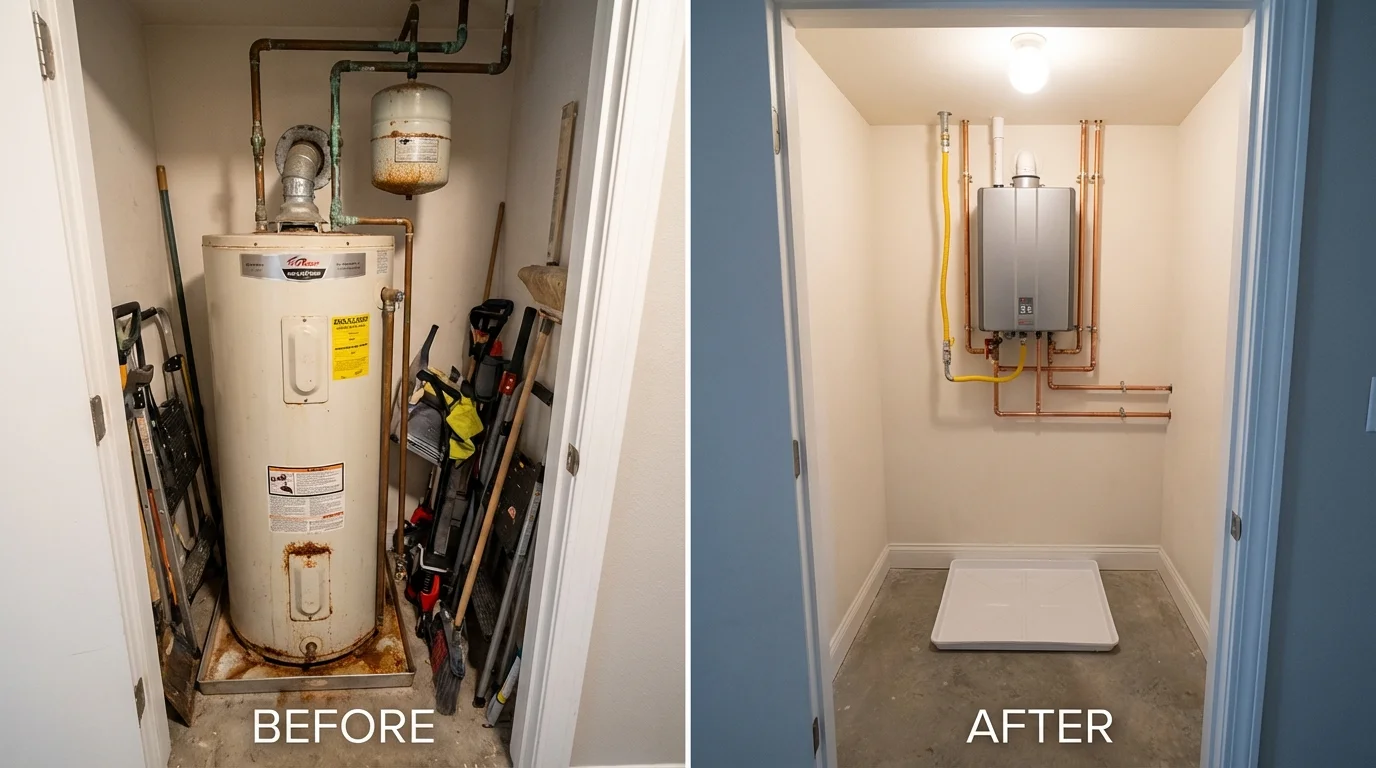 Tank water heater versus wall-mounted tankless unit comparison for Zwolle, LA homeowners