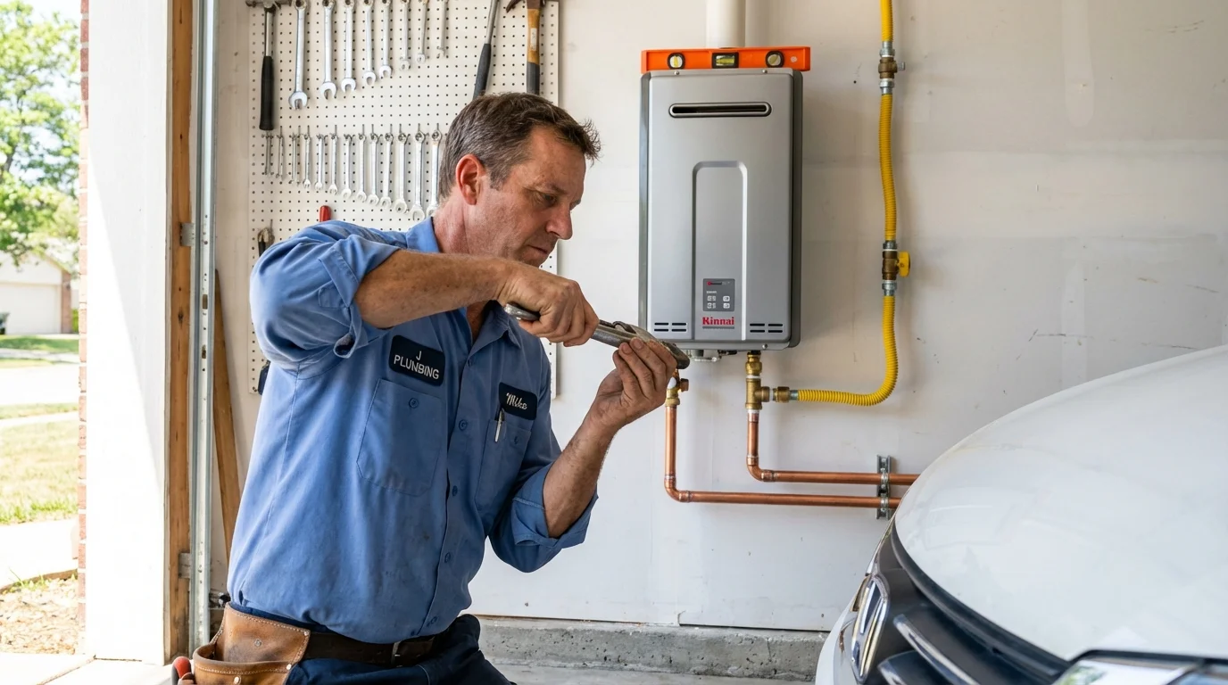 Tankless water heater installation by a Johns Plumbing LLC plumber in Zwolle