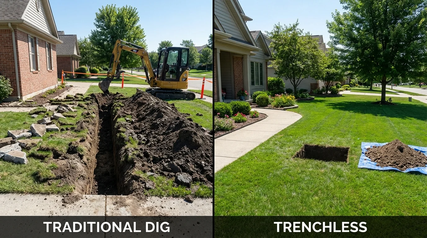 Trenchless sewer repair with minimal yard damage versus traditional excavation in Zwolle, LA